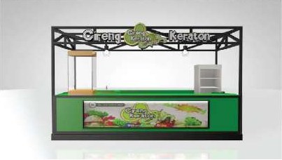 Desain booth tampak depan