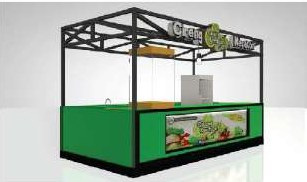 Desain booth tampak samping kiri