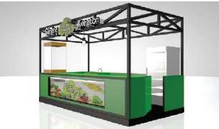 Desain booth tampak samping kanan